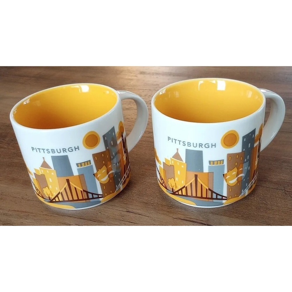 2-Starbucks Coffee 2016+2017 You Are Here Collection Pittsburgh Mugs 14Oz. EUC